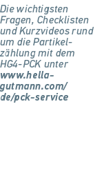 Die wichtigsten Fragen, Checklisten und Kurzvideos rund um die Partikel­z hlung mit dem HG4 PCK unter www.hella gutma...