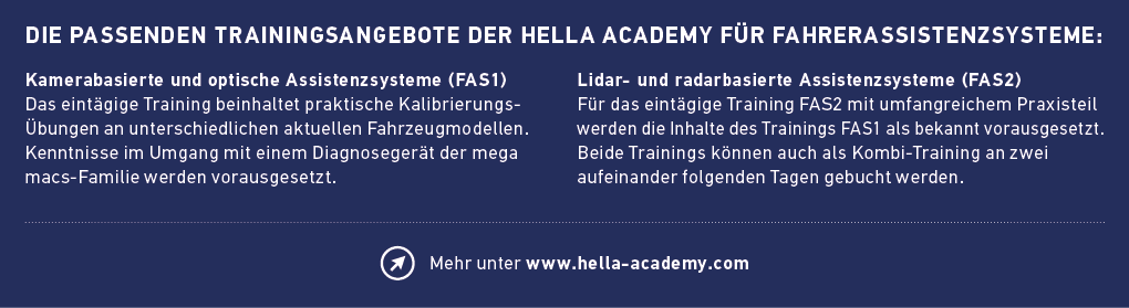 Die passenden Trainingsangebote der HELLA Academy f r Fahrerassistenzsysteme: Kamerabasierte und optische Assistenzsy...