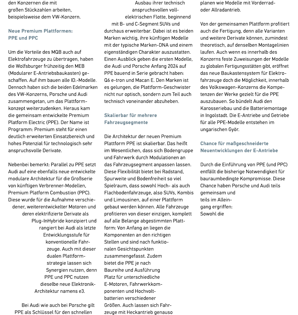 den Konzernen die mit gro en St ckzahlen arbeiten, beispielsweise dem VW Konzern. Neue Premium Plattformen: PPE und P...