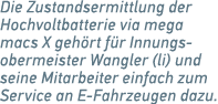 Die Zustandsermittlung der Hochvoltbatterie via mega macs X geh rt f r Innungsobermeister Wangler (li) und seine Mita...