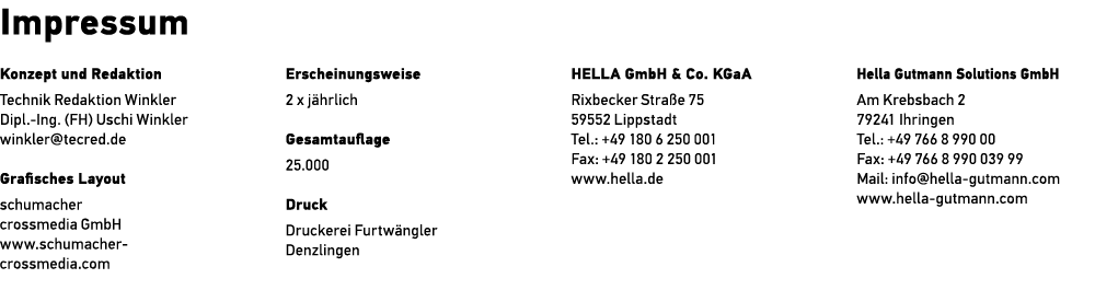 Impressum Konzept und Redaktion Technik Redaktion Winkler Dipl. Ing. (FH) Uschi Winkler winkler@tecred.de Grafisches ...