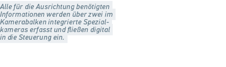 Alle f r die Ausrichtung ben tigten Informationen werden ber zwei im Kamerabalken integrierte Spezial kameras erfass...