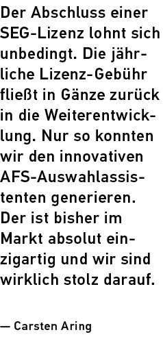 Der Abschluss einer SEG Lizenz lohnt sich unbedingt. Die j hr liche Lizenz Geb hr flie t in G nze zur ck in die Weite...
